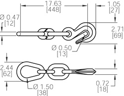 Grab Hook w/ 18″ Chain Anchor Pear Ring